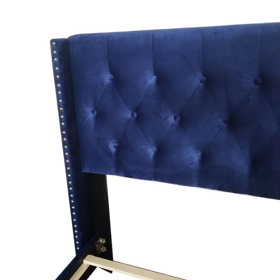 Jedd 60" Queen Bed in Blue Velvet 101-297Q-NAV