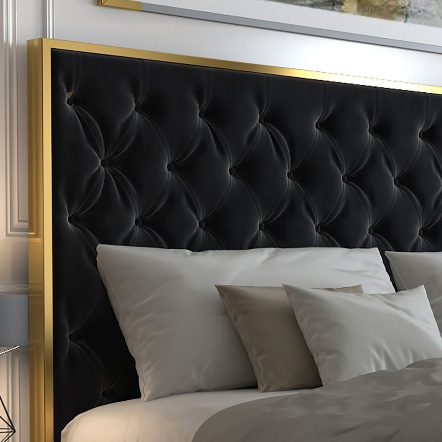 Lucille 78" King Bed in Black and Gold 101-596K-BK_GL