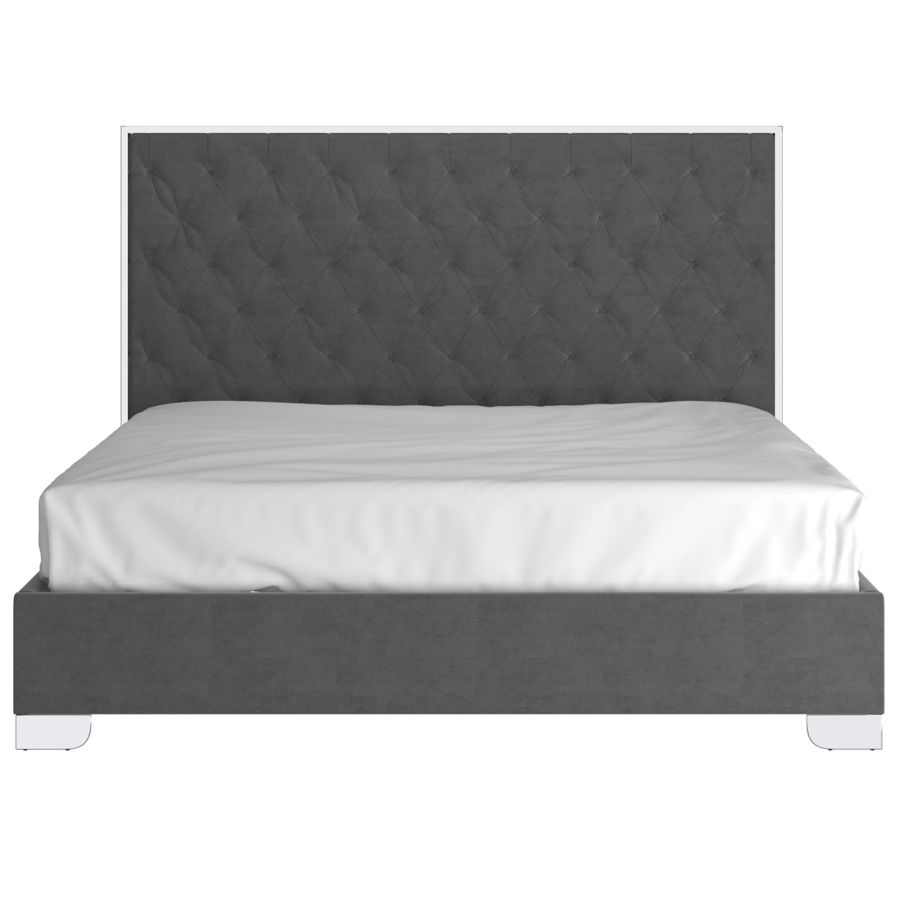 Lucille 78" King Bed in Grey and Silver 101-596K-GY_CH