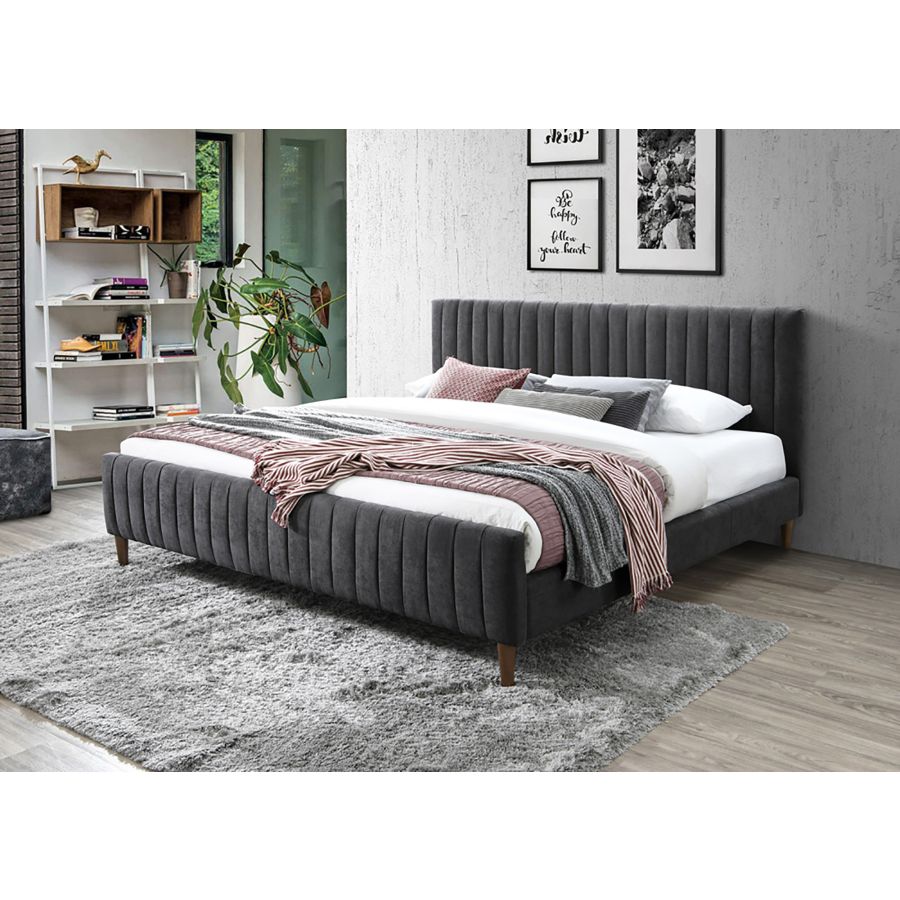 Hannah 78" King Platform Bed in Charcoal 101-622K-CH