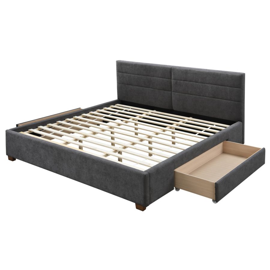 Emilio 78" King Platform Bed with Drawers in Charcoal 101-633K-CH
