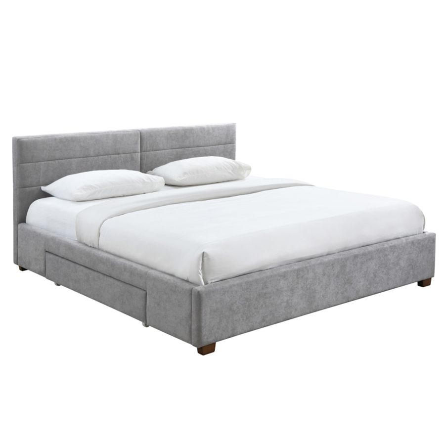 Emilio 78" King Platform Bed with Drawers in Light Grey 101-633K-LG