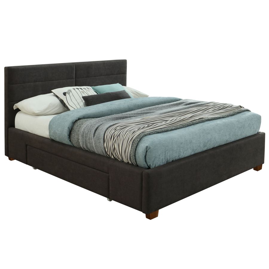 Emilio 60" Queen Platform Bed with Drawers in Charcoal 101-633Q-CH
