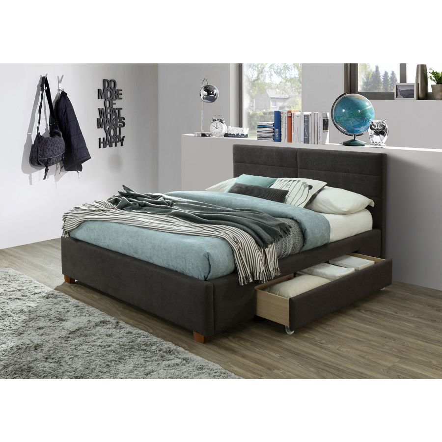Emilio 60" Queen Platform Bed with Drawers in Charcoal 101-633Q-CH