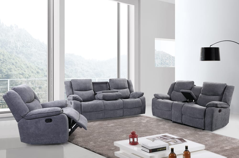 Grey Fabric Recliner Sofa Collection T-1194