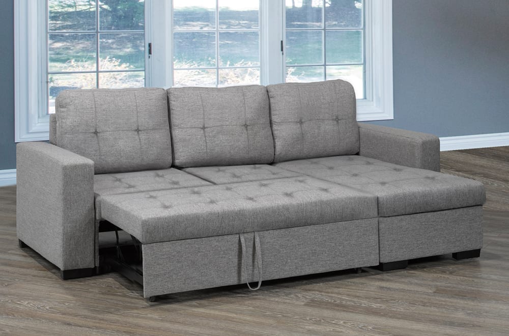 Grey Pull Out Sofa Sectional T-1245