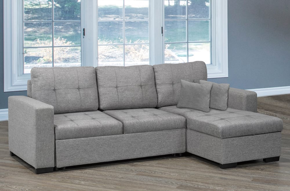 Grey Pull Out Sofa Sectional T-1245