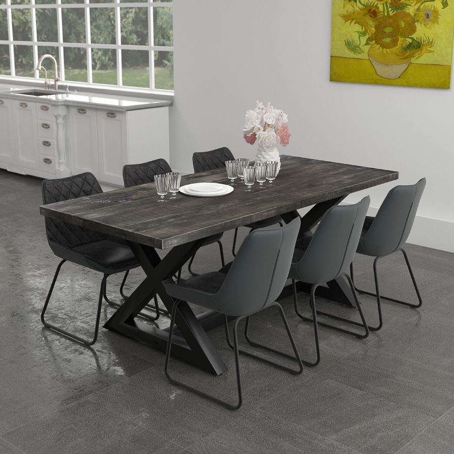 Zax Rectangular Dining Table in Distressed Grey 201-147DG