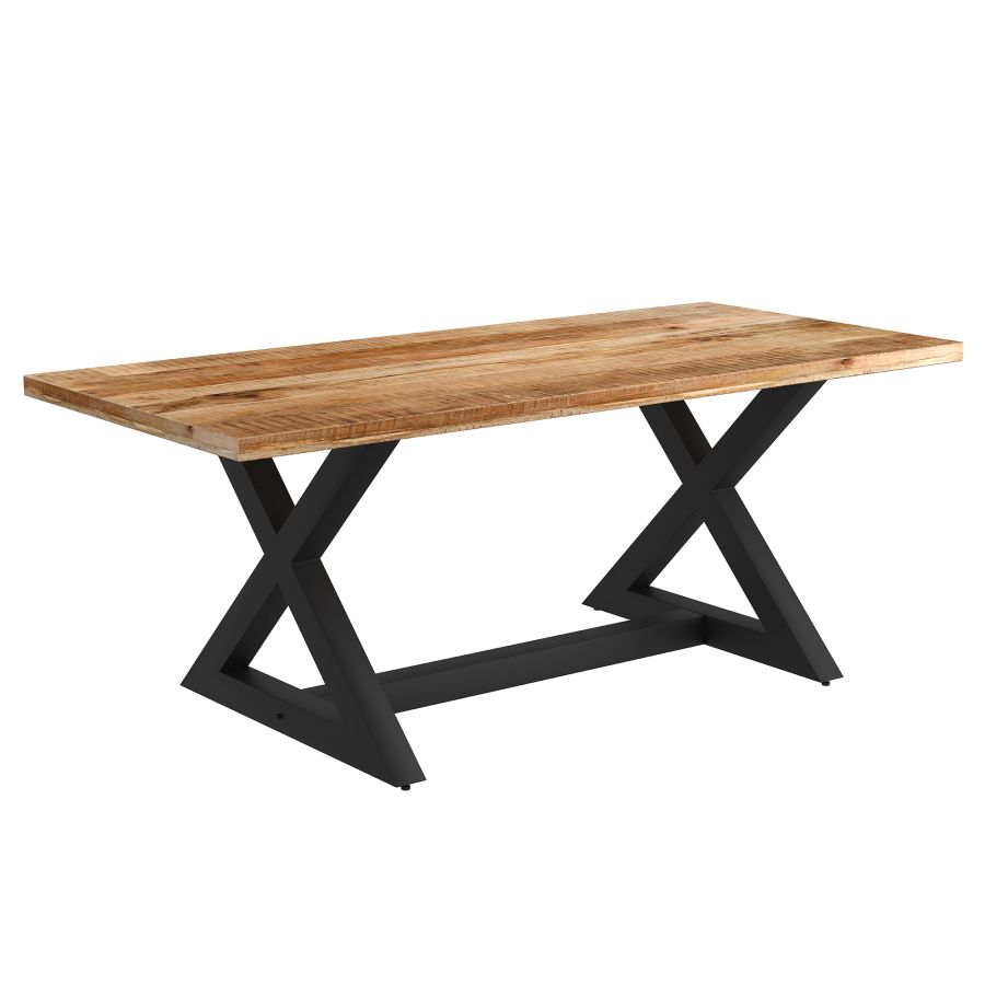 Zax Rectangular Dining Table in Natural and Black 201-147NAT_BK