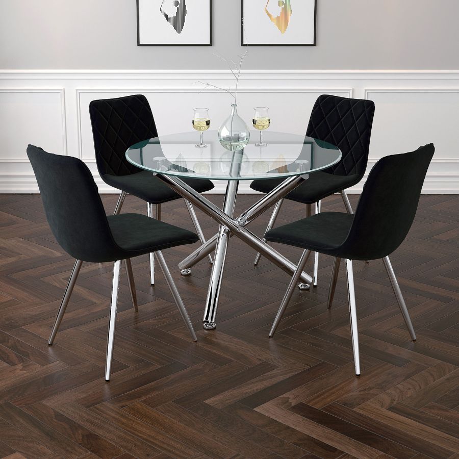 Solara II Round Dining Table in Chrome 201-160-40