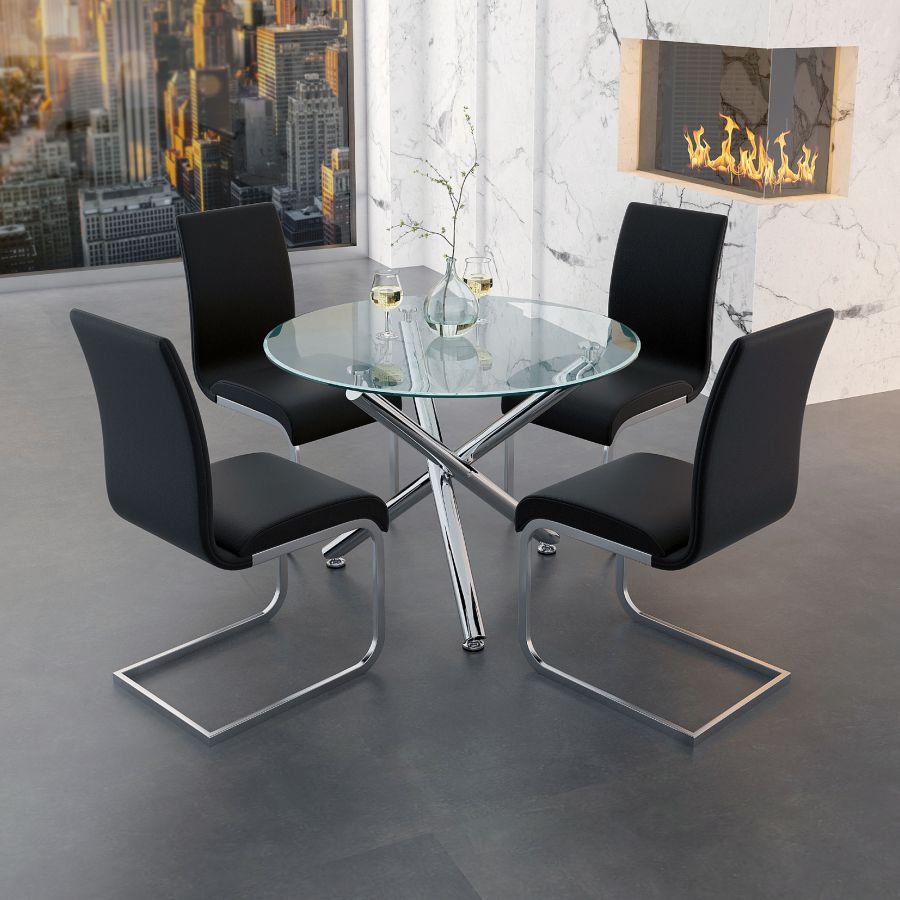 Solara II Round Dining Table in Chrome 201-160-40
