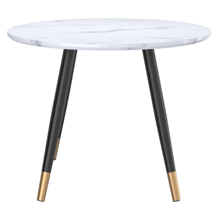 Emery Round Dining Table in White and Black 201-294RND-WT