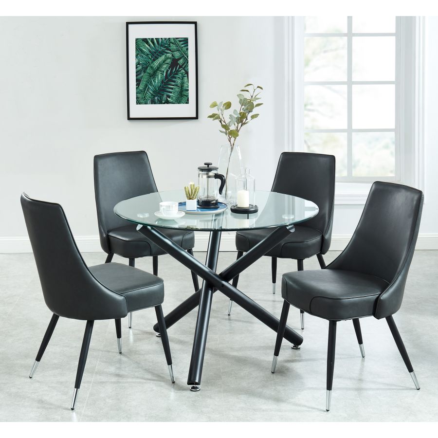 Suzette Round Dining Table in Black 201-476-40