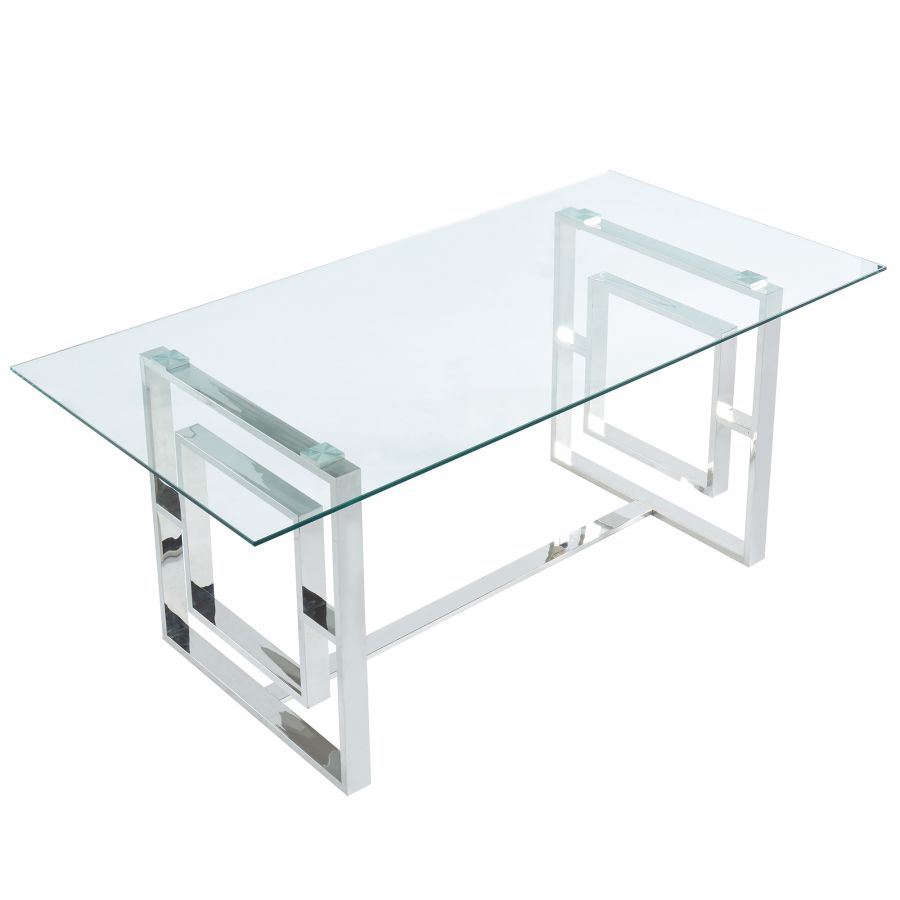 Eros Rectangular Dining Table in Silver 201-482CH