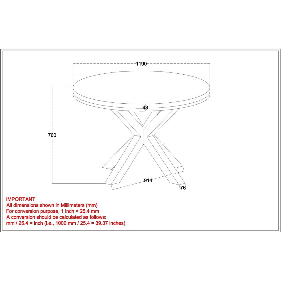 Arhan Round Dining Table in Natural 201-580NT