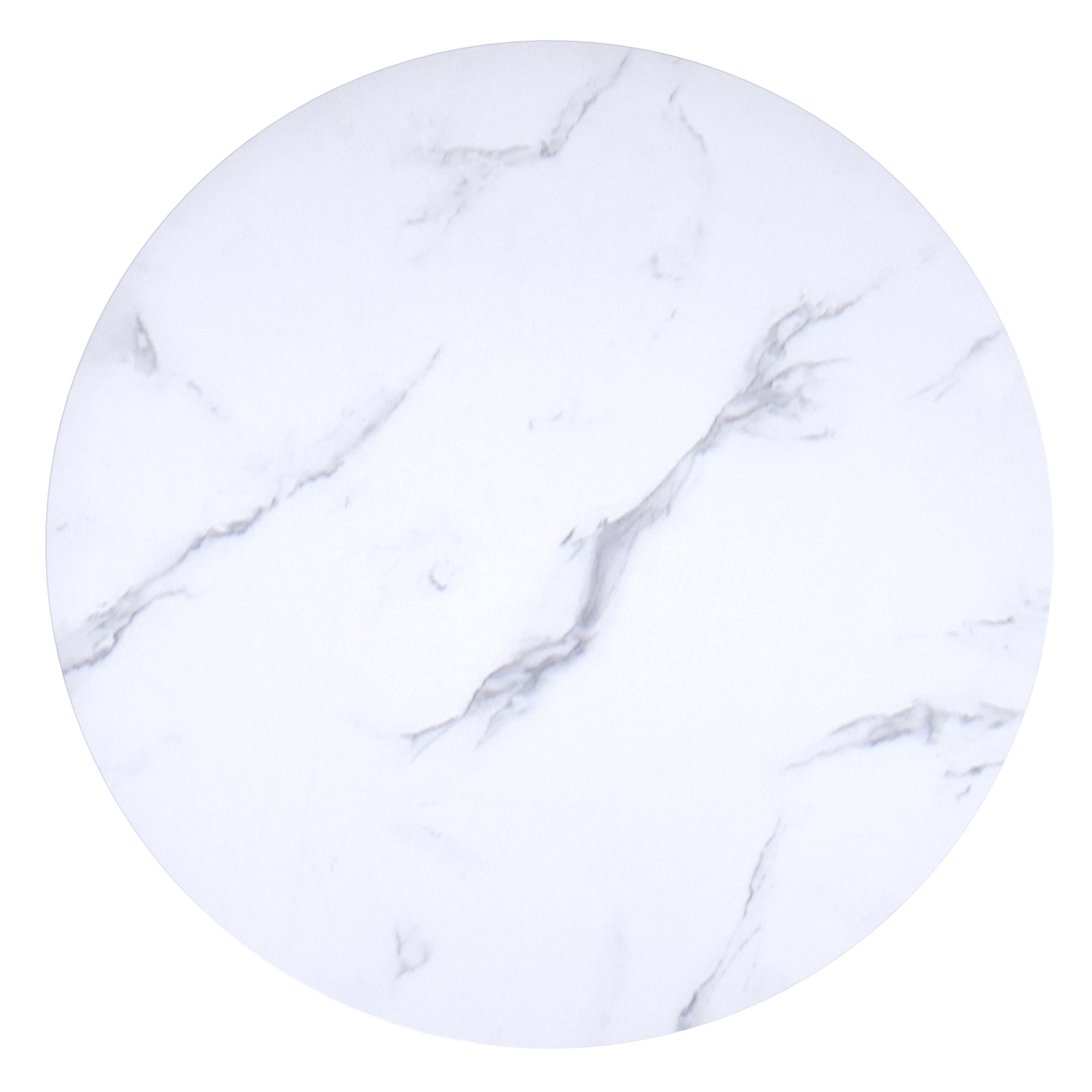 Zilo 48" Round Dining Table in White Faux Marble and Black 201-671BK_L