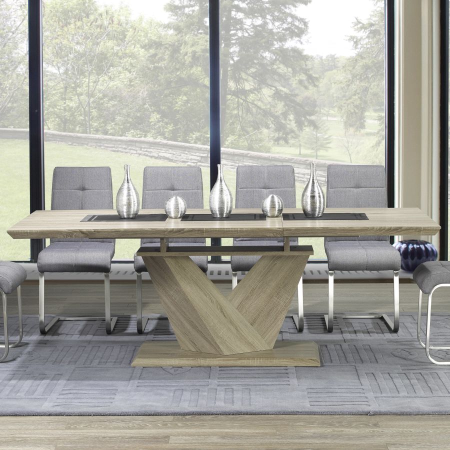 Eclipse Dining Table with Extension in Washed Oak 201-860OK