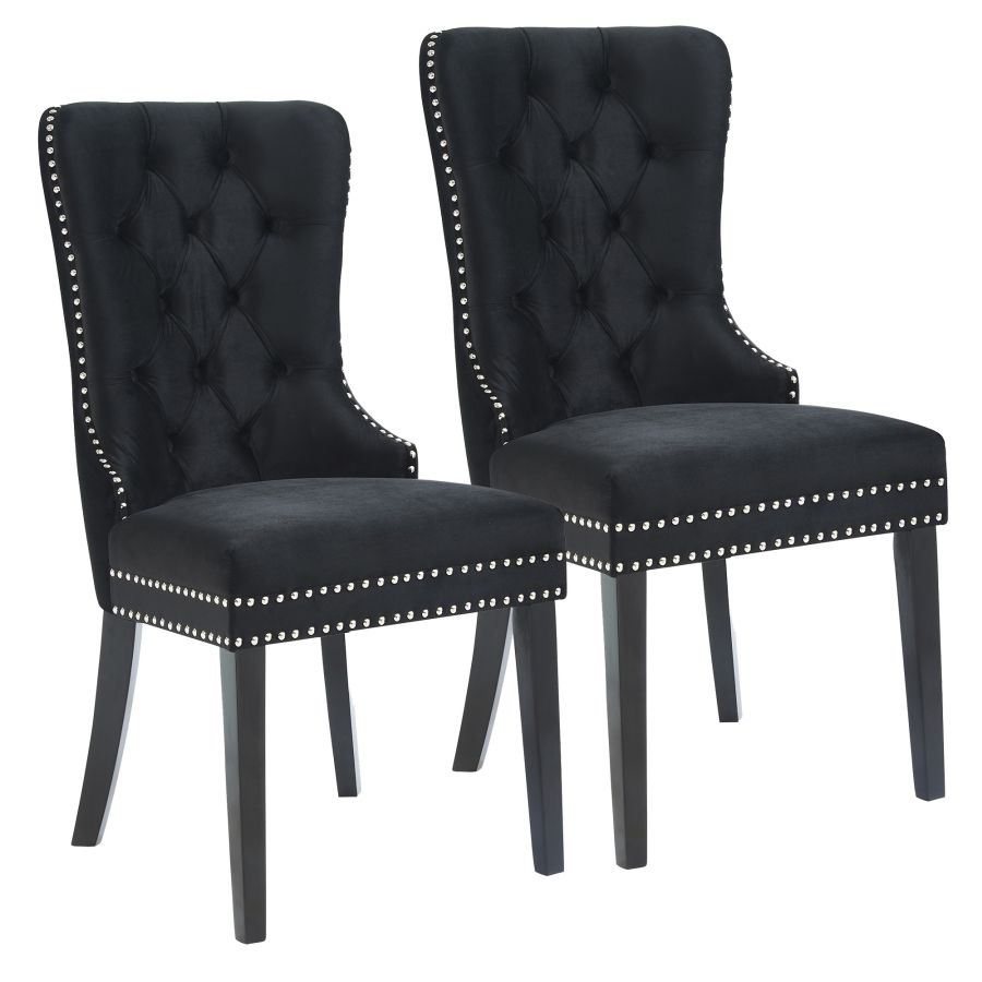 Rizzo Side Chair, Velvet, Set of 2 in Black 202-080BK