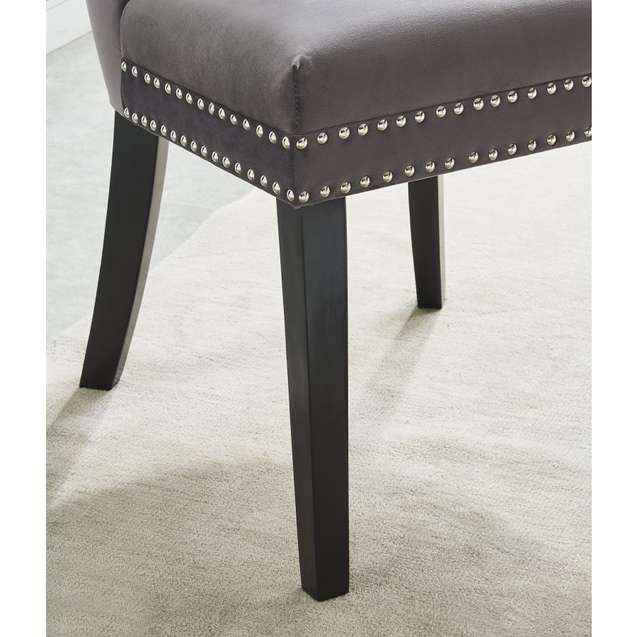 Rizzo Side Chair, Velvet, Set of 2 in Grey and Black 202-080GY
