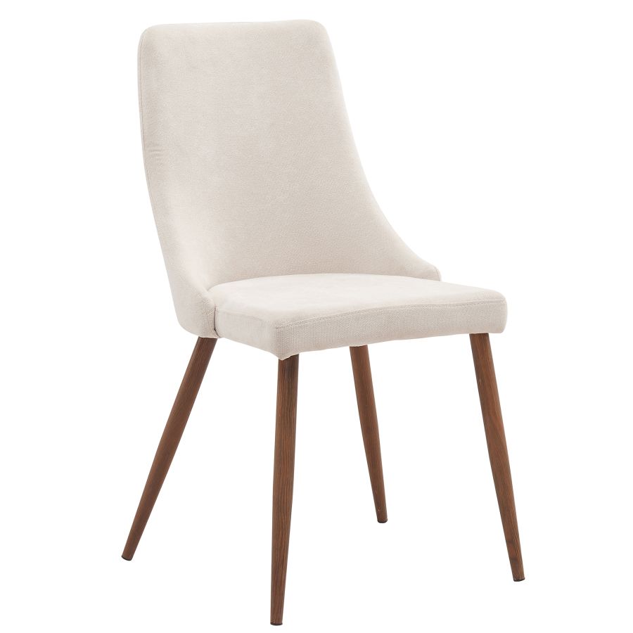 Cora Side Chair, Set of 2 in Beige and Walnut 202-182BG