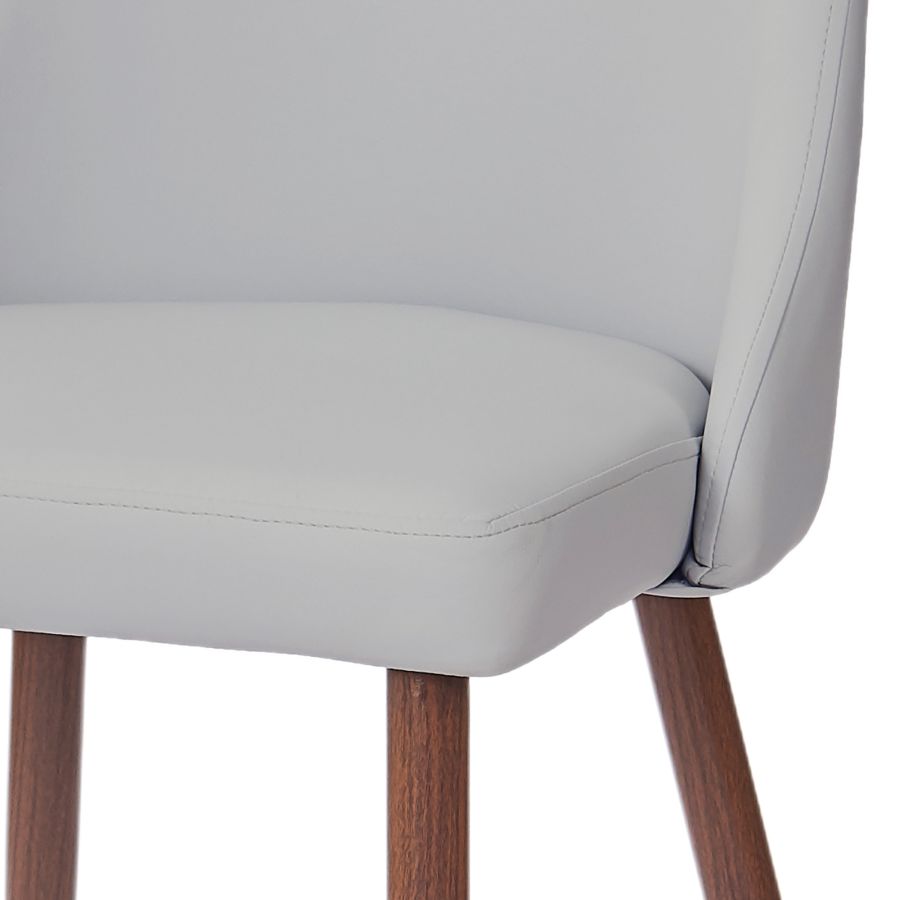 Cora Faux Leather Side Chair, Set of 2 in Light Grey and Walnut 202-182PULG