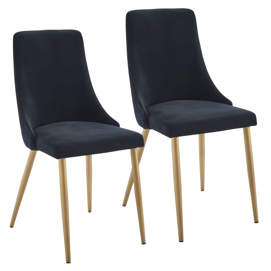 Carmilla Side Chair, Set of 2 in Black and Aged Gold