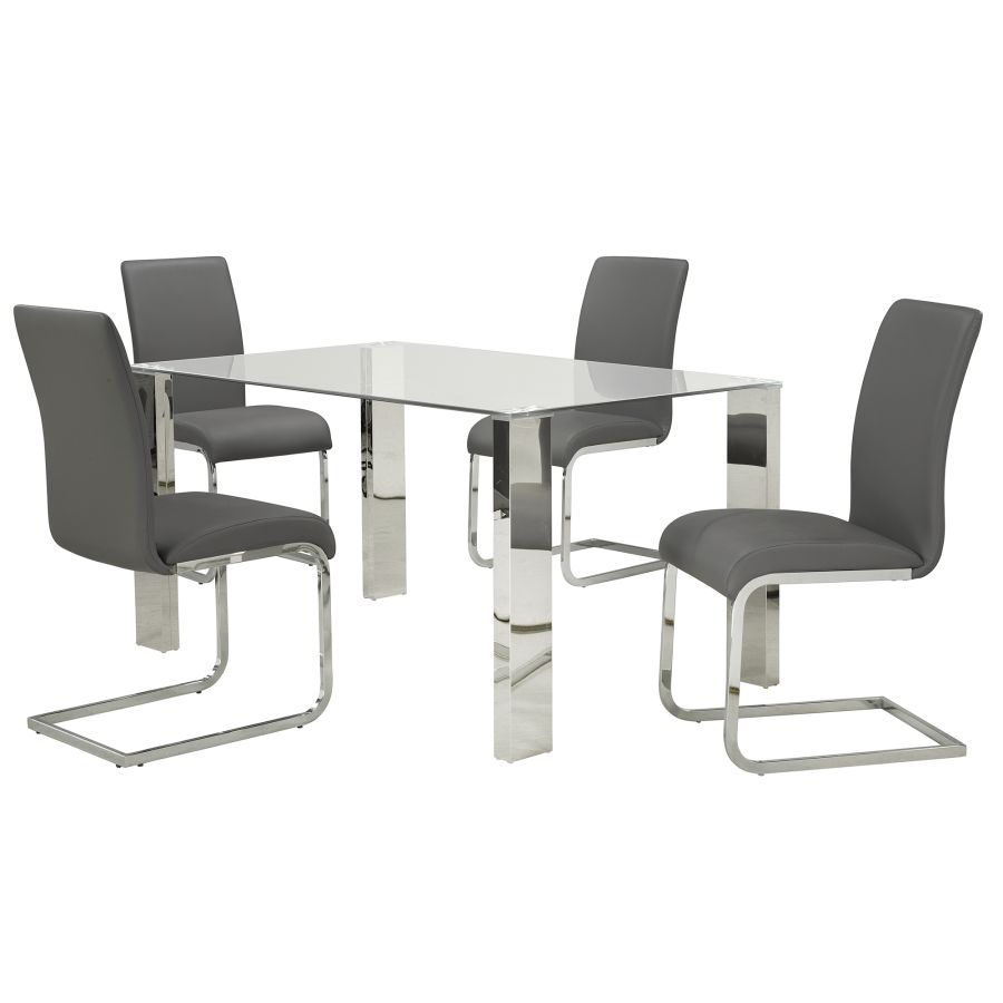 Maxim Side Chair, Set of 2 in Grey and Chrome 202-489GY