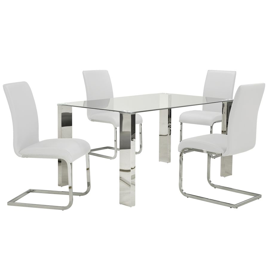 Maxim Side Chair, Set of 2 in White and Chrome 202-489WT