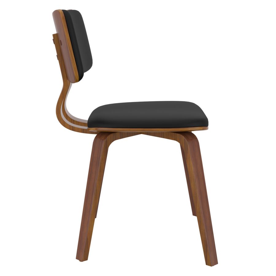 Zuni Side Chair, Faux Leather in Black Faux Leather and Walnut 202-581PUBK