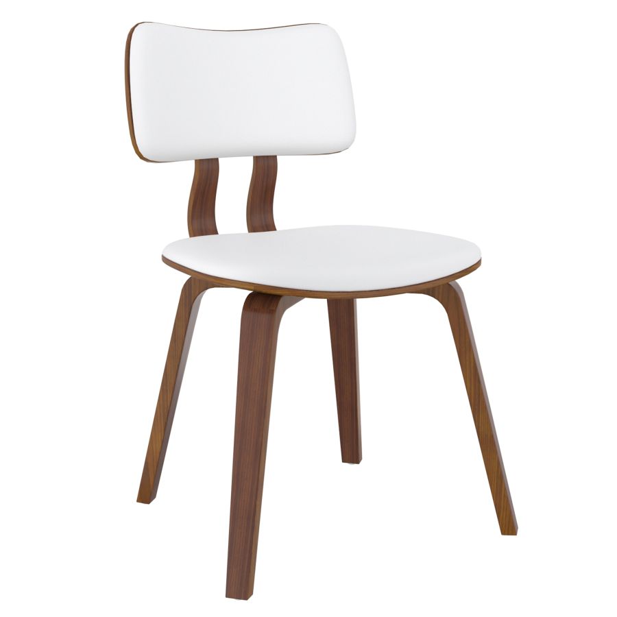 Zuni Side Chair, Faux Leather in White Faux Leather and Walnut 202-581PUWT