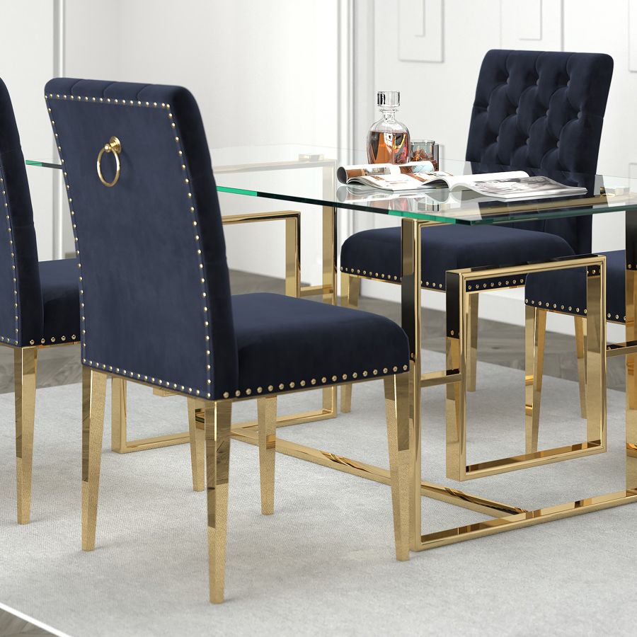 Azul Side Chair, Set of 2 in Black and Gold 202-600BK_GL