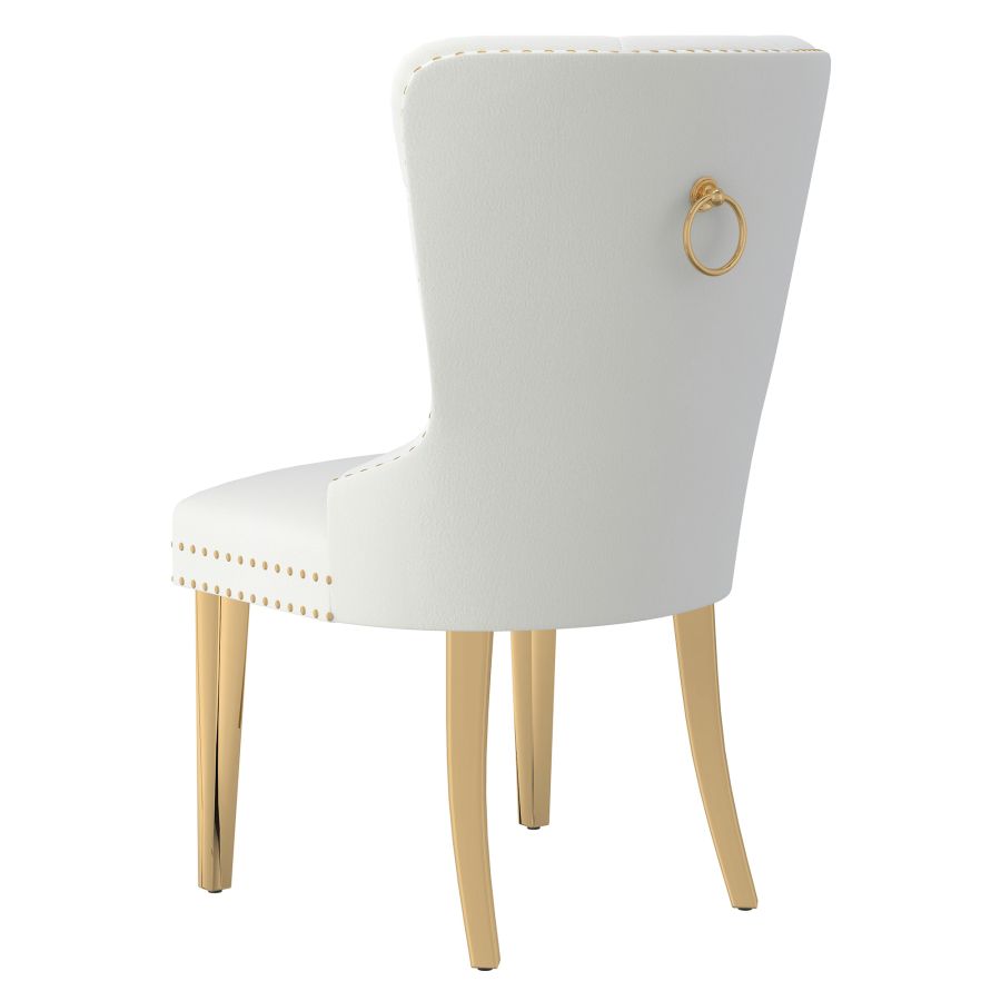 Mizal Side Chair, Set of 2 in Ivory and Gold 202-629IV