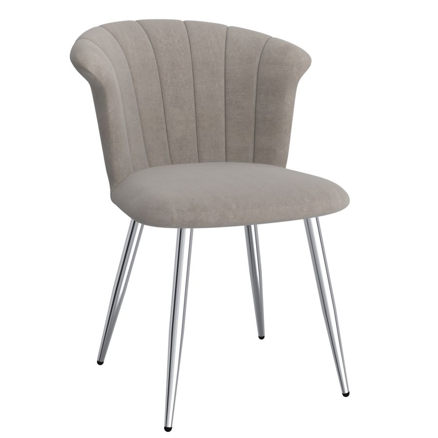 Orchid Side Chair, Set of 2 in Grey and Chrome 202-651GY_CH