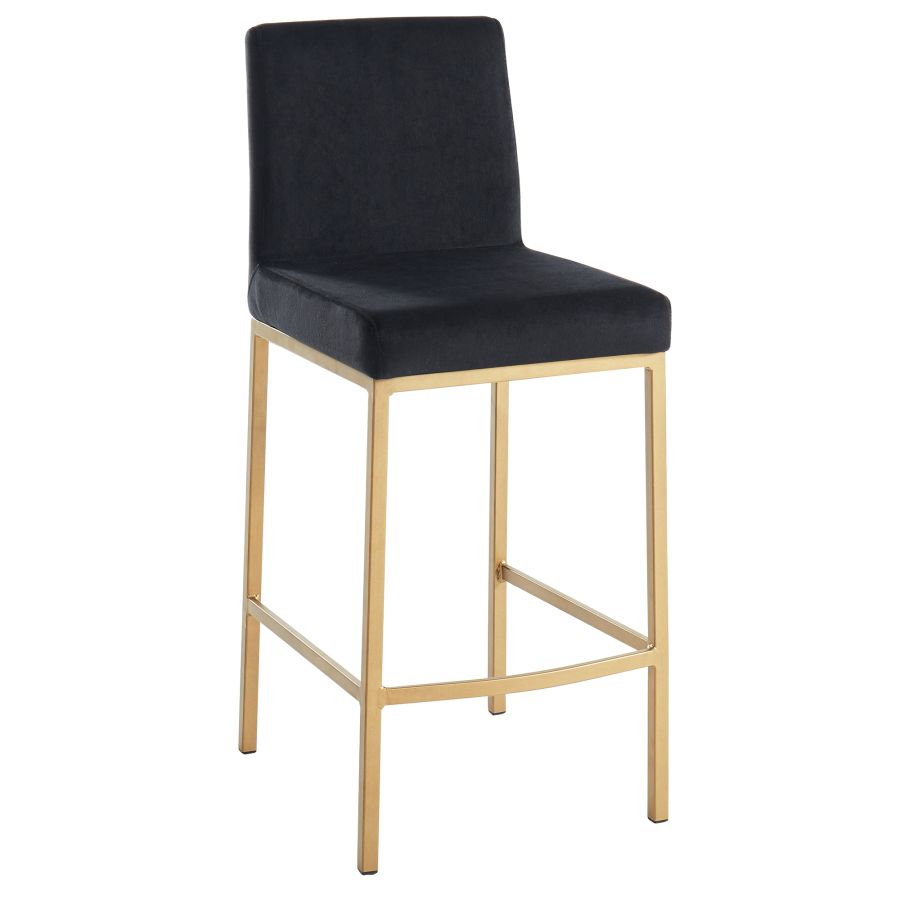 Diego 26'' Counter Stool, set of 2 in Black/Gold Legs 203-101BLK/GL