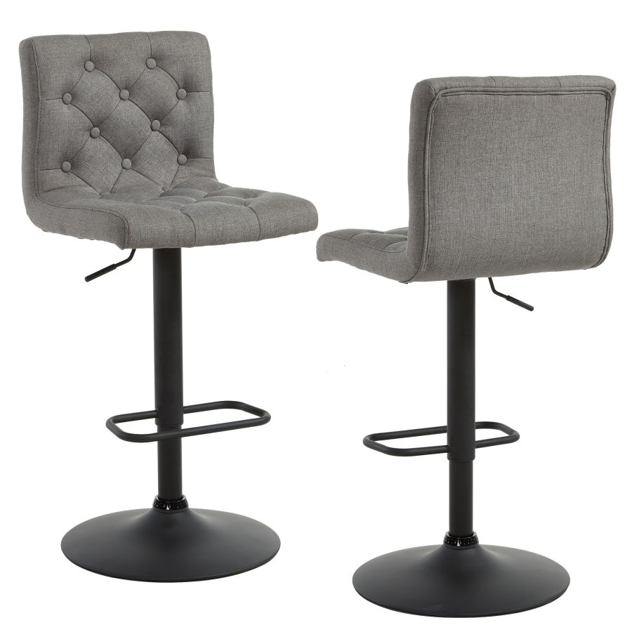 Dex Adjustable Air Lift Stool, Set of 2 in Grey and Black 203-153GY