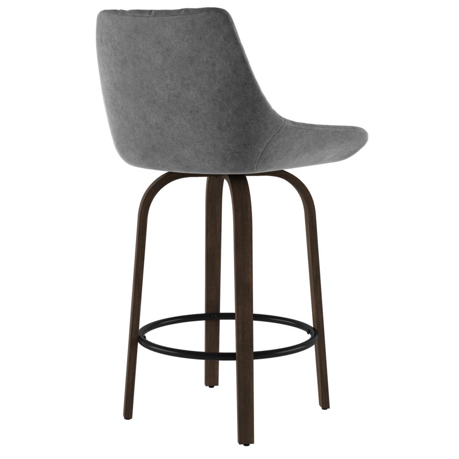 Kenzo 26" Counter Stool, Set of 2 in Grey and Walnut 203-544GY