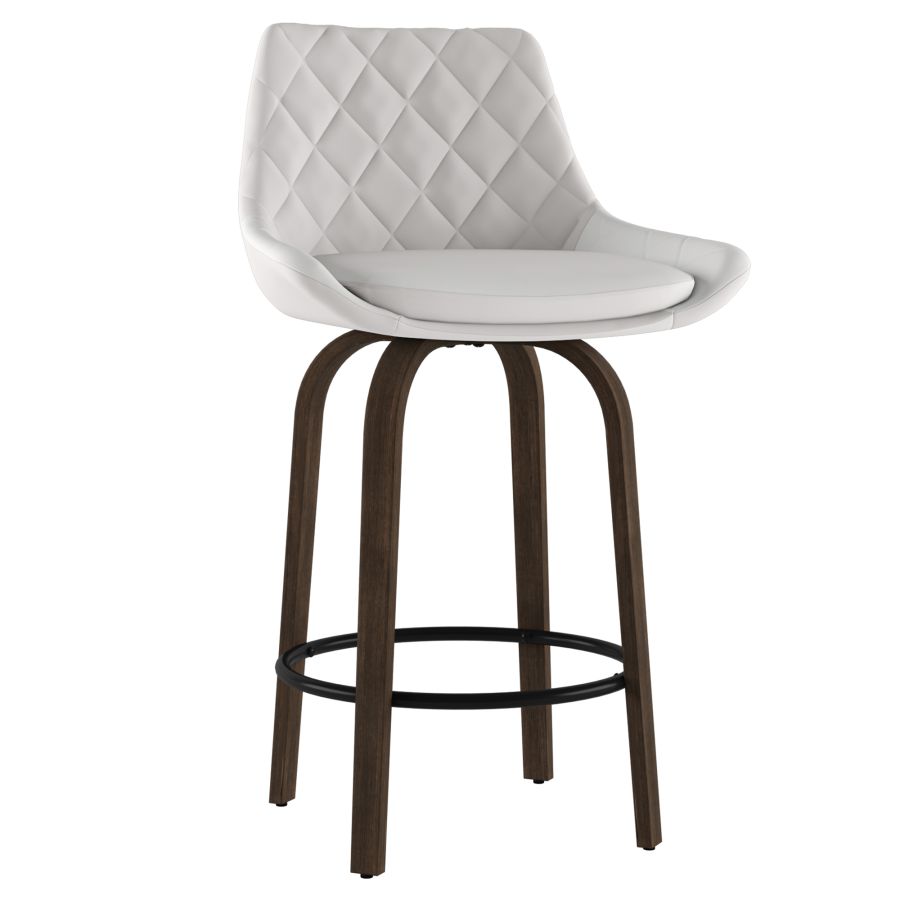 Kenzo 26" Counter Stool, Set of 2 in White and Walnut 203-544WT