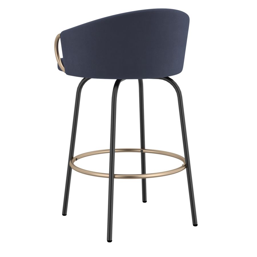 Lavo 26" Counter Stool, Set of 2 in Blue and Black and Gold 203-560BLU
