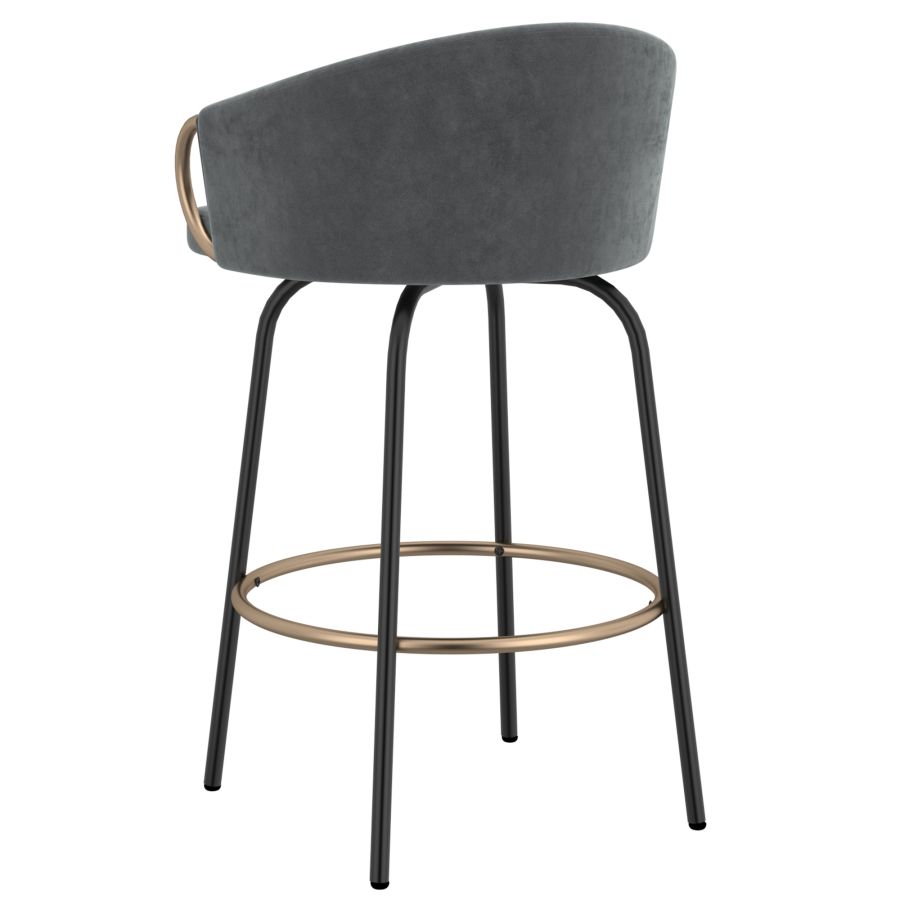 Lavo 26" Counter Stool, Set of 2 in Grey and Black and Gold 203-560GY