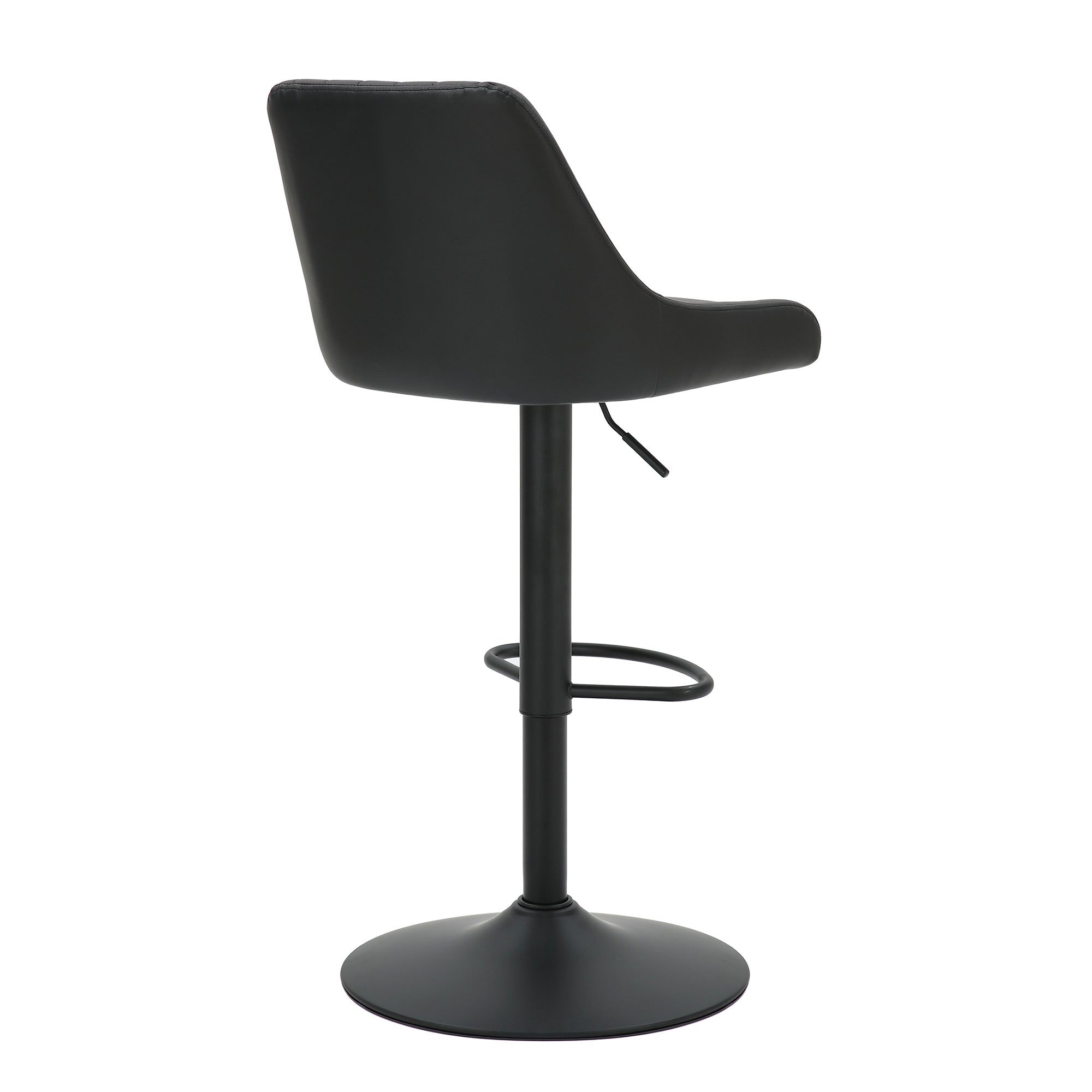 Kron Adjustable Height Air-Lift Swivel Stool, Set of 2, in Black Faux Leather 203-574PUBK