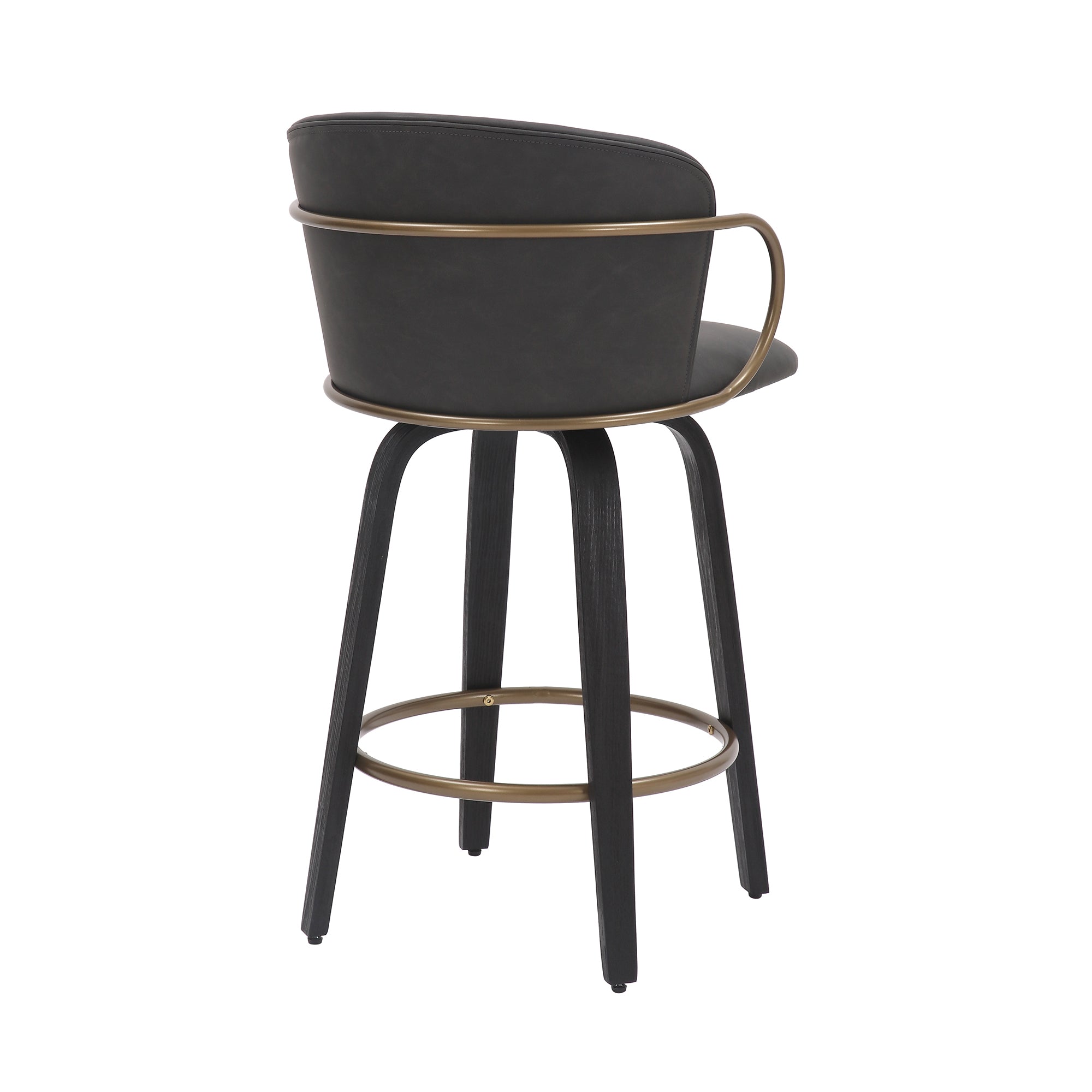 Lawson 26" Counter Stool, Set of 2, with Swivel in Vintage Charcoal, Black and Aged Gold  203-634CH