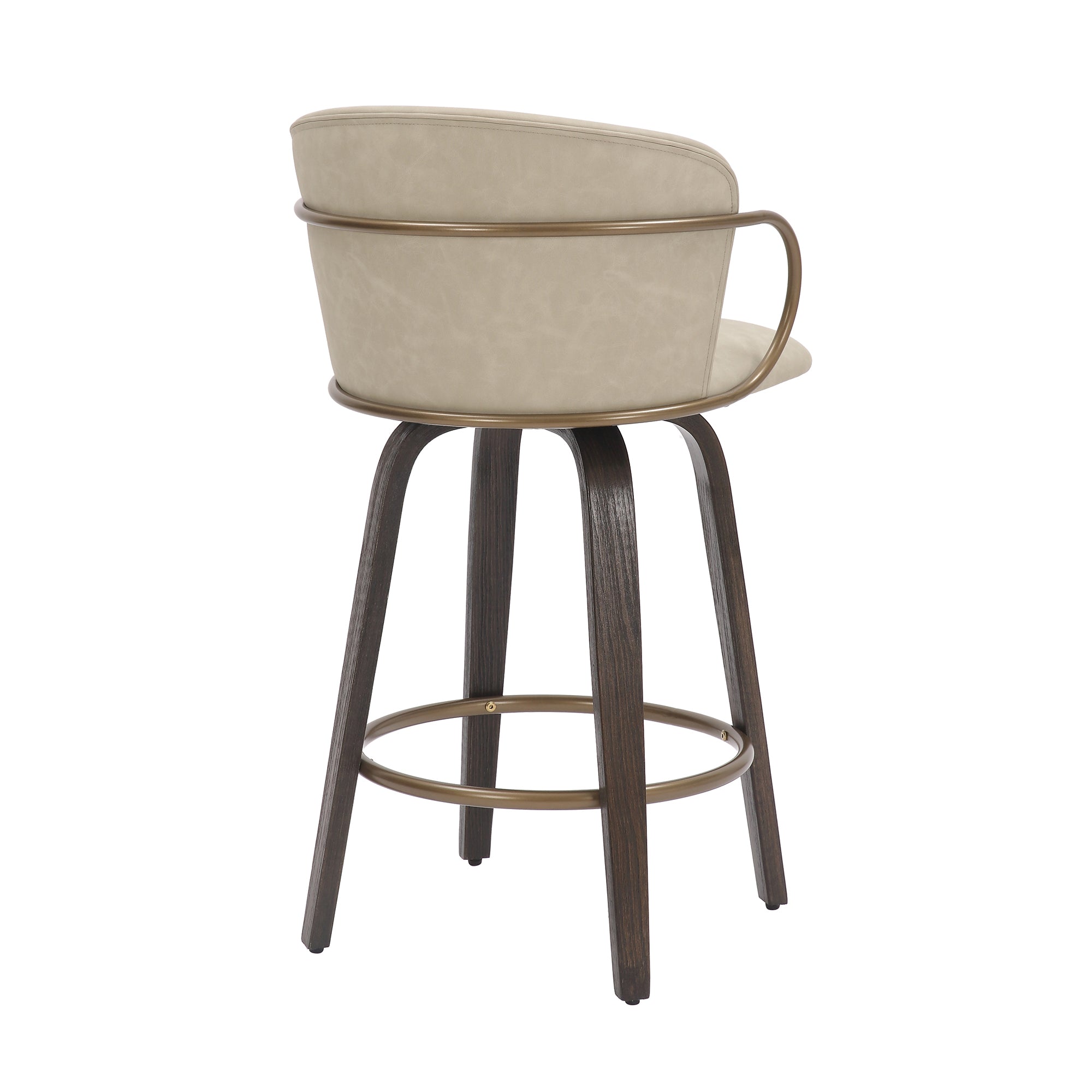 Lawson 26" Counter Stool, Set of 2, with Swivel in Vintage Ivory, Brown and Aged Gold 203-634IV