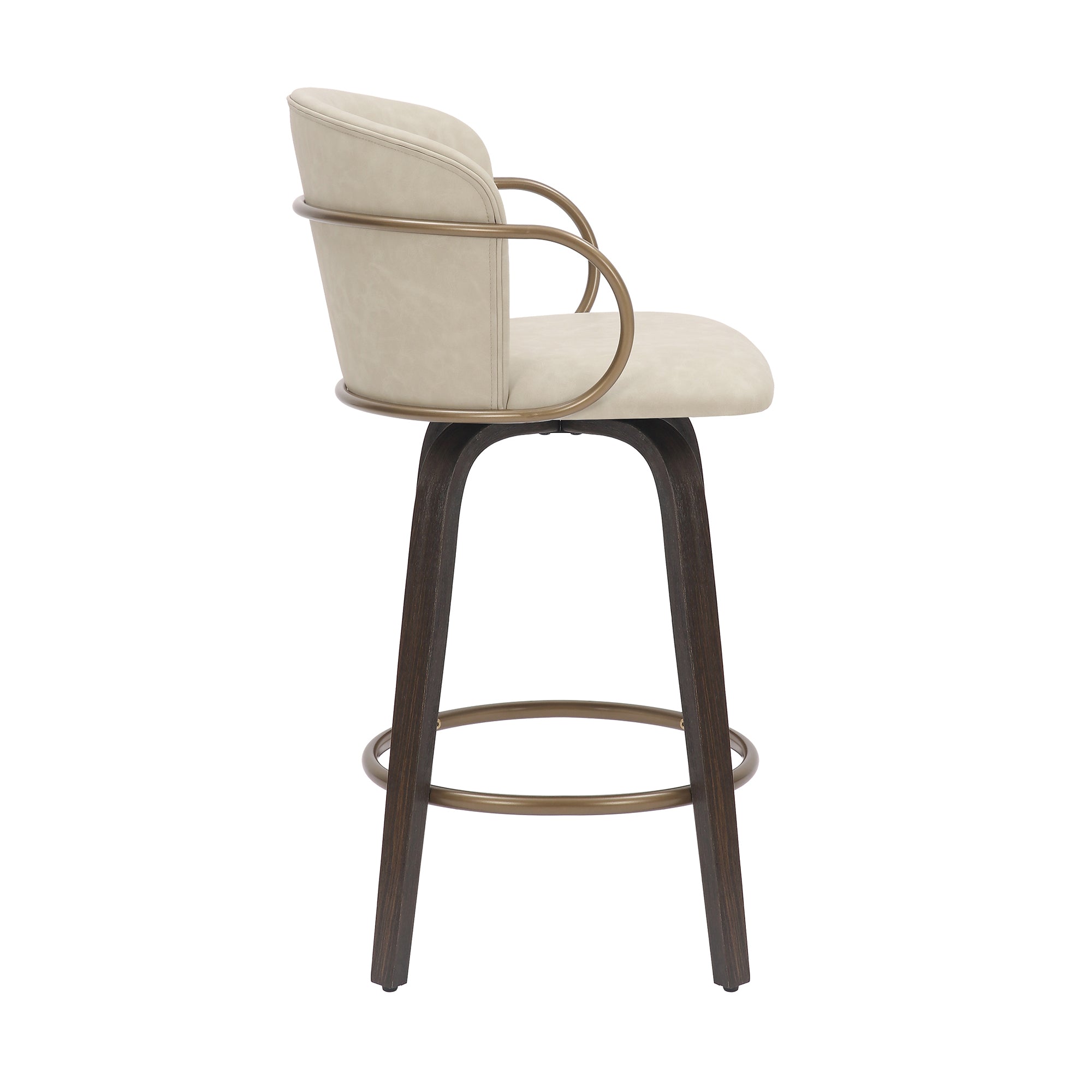 Lawson 26" Counter Stool, Set of 2, with Swivel in Vintage Ivory, Brown and Aged Gold 203-634IV