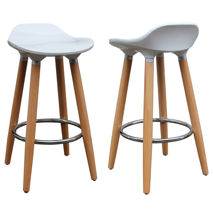 Trex 26" Counter Stool, Set of 2 in White and Natural 203-990WT