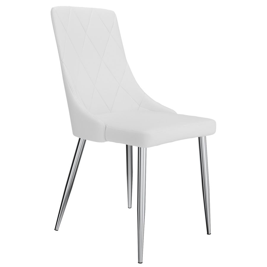Solara/Devo 5pc Dining Set in Chrome with White Chair 207-160_087WT