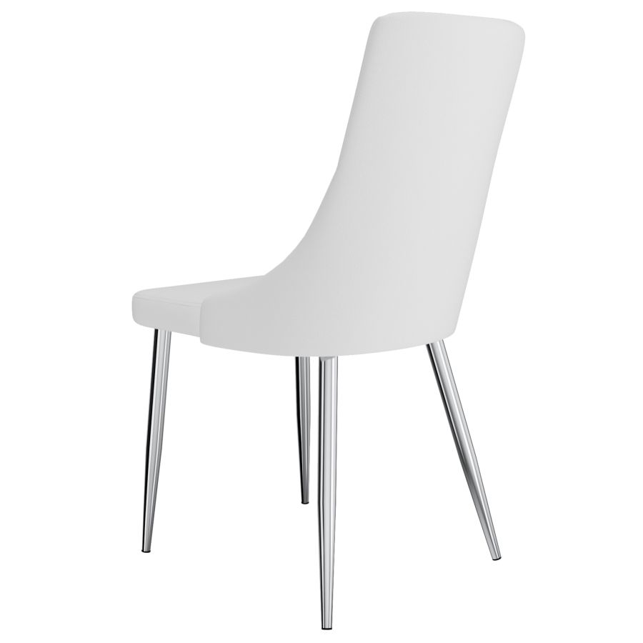 Solara/Devo 5pc Dining Set in Chrome with White Chair 207-160_087WT