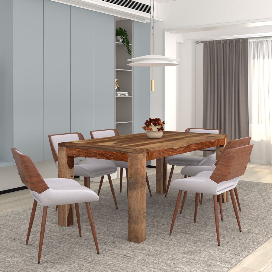 Krish/Hudson 7pc Dining Set in Sheesham with Grey Chair 207-381_582GY