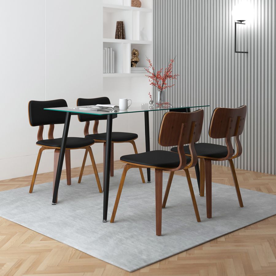 Abbot/Zuni 5pc Dining Set in Black with Black Chair 207-453BK_581PUBK