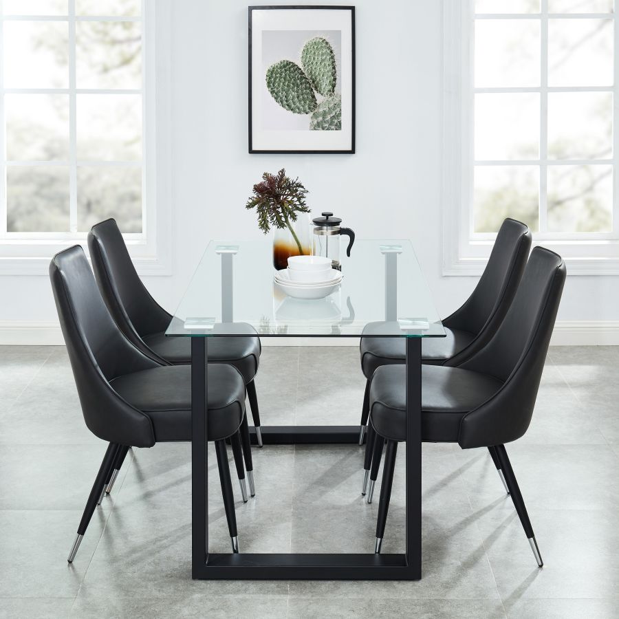 Franco/Silvano 5pc Dining Set in Black with Vintage Grey Chair 207-454BK/429GY