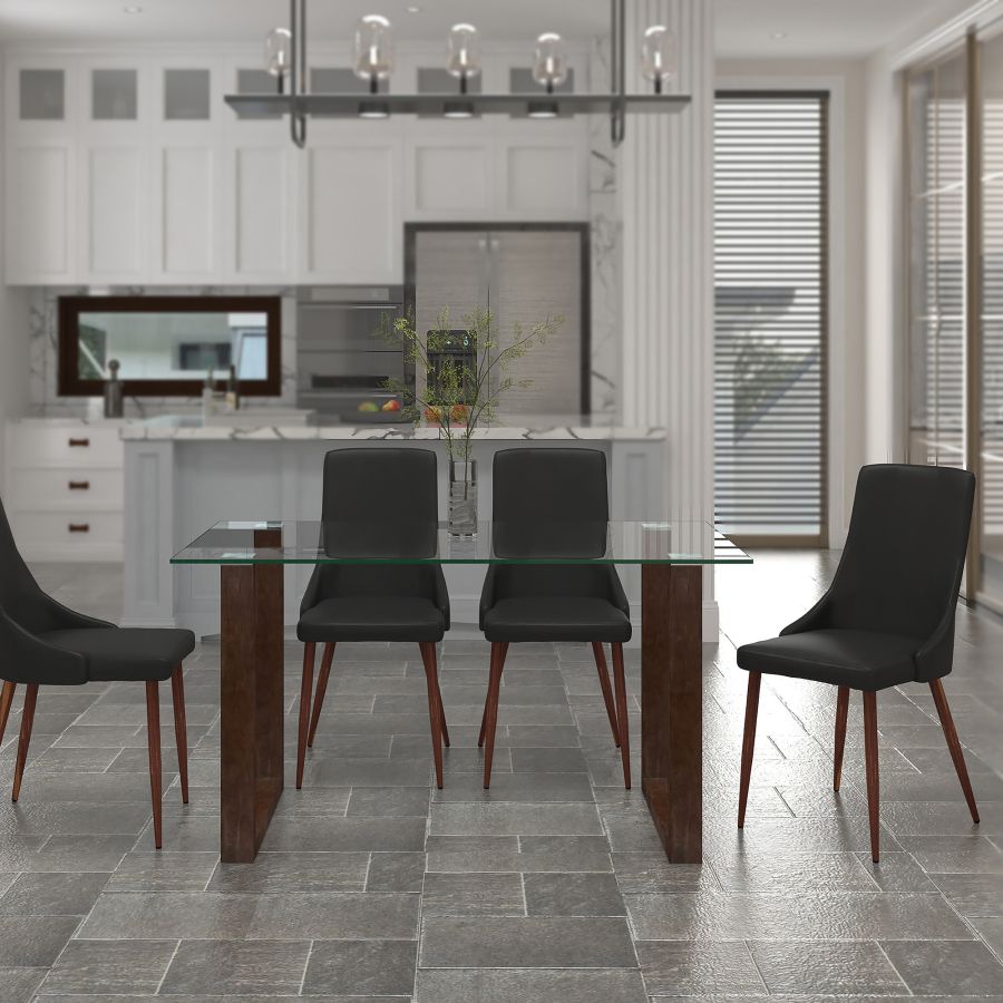 Franco/Cora 5pc Dining Set in Walnut with Black Chair 207-454WA_182PUBK